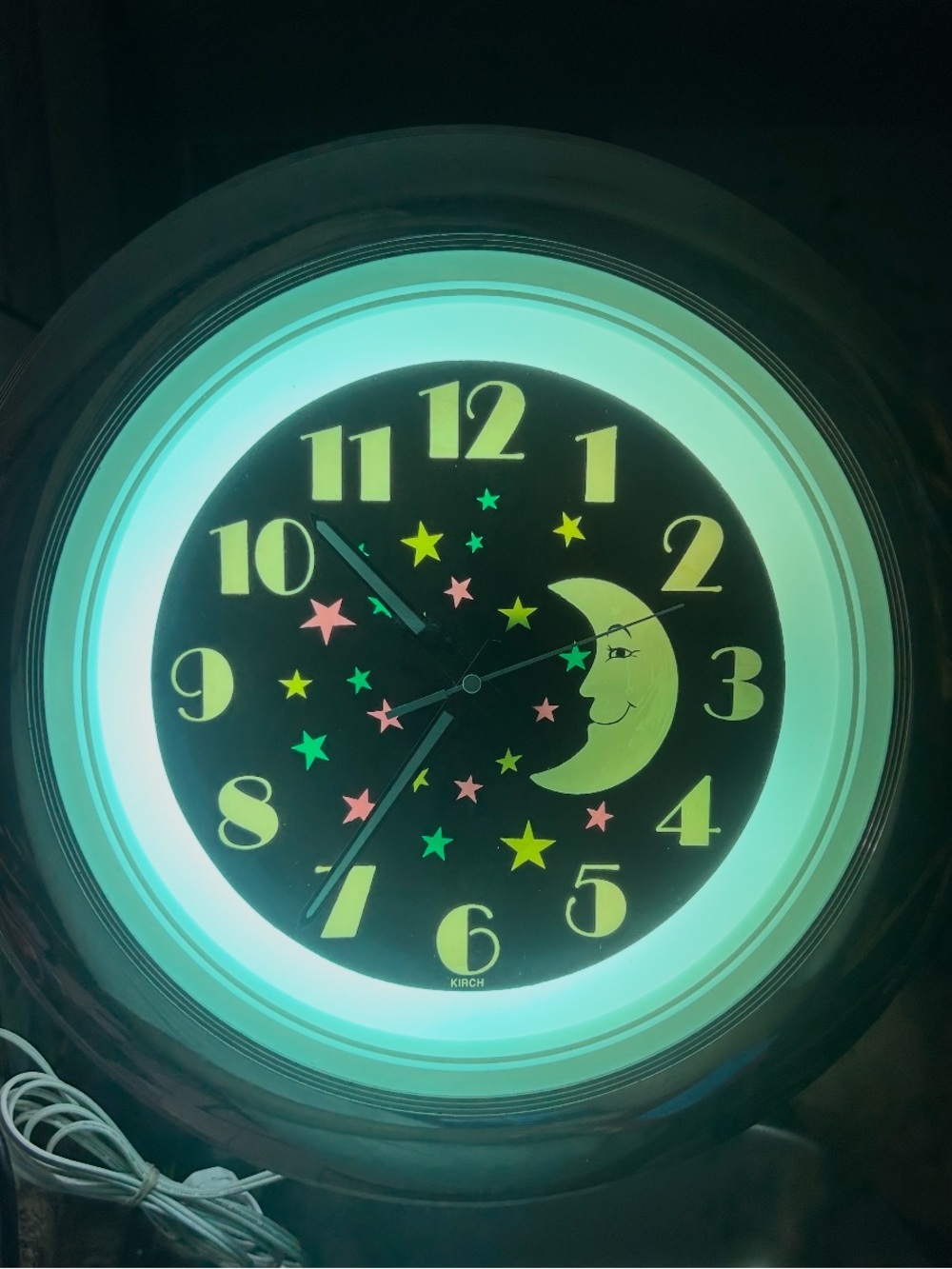 Vintage Kirch Celestial Moon Wall Clock Lights Up Works